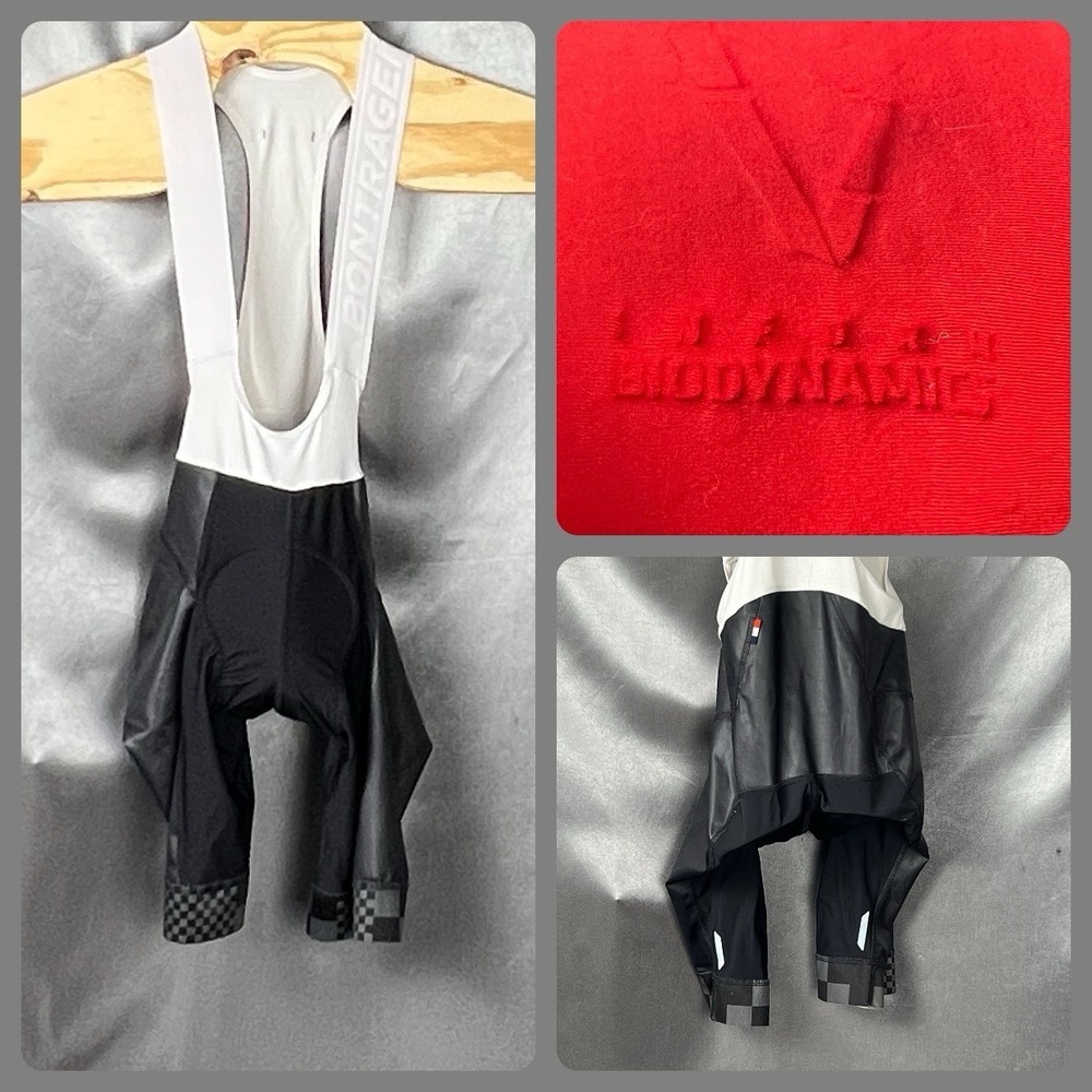Bontrager Padded Cycling‎ Bib Shorts XS Black Red Chamois Reflective Checkered